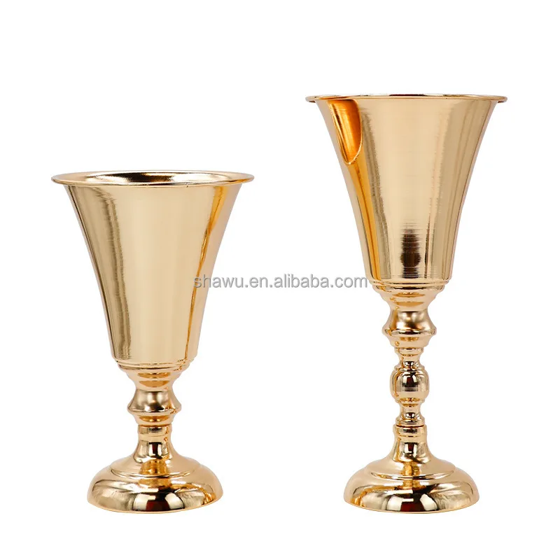 New metal gold silver trumpet table flower vases home wedding table decorations