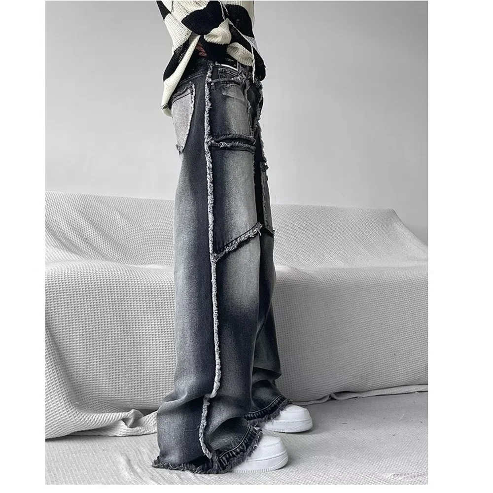 Men's Gothic Baggy Jeans 2022 Punk Y2K Streetwear Vintage 90s Women Wide Leg Denim Cargo Pants Men Harajuku Grunge Trousers Male