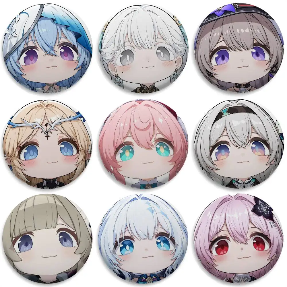 

Genshin Cute Role Big Head Badges Round Exquisite Badge Brooches Creative Pins For Clothes Hat Backpack Gift Accessories