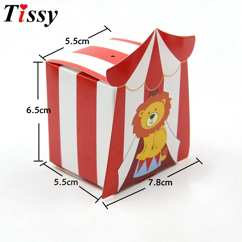 10PCS/Lot Cute Cartoon Circus Theme Party DIY Candy Box For Kids Birthday Party Baby Shower Decoration Candy Gift Box Supplies