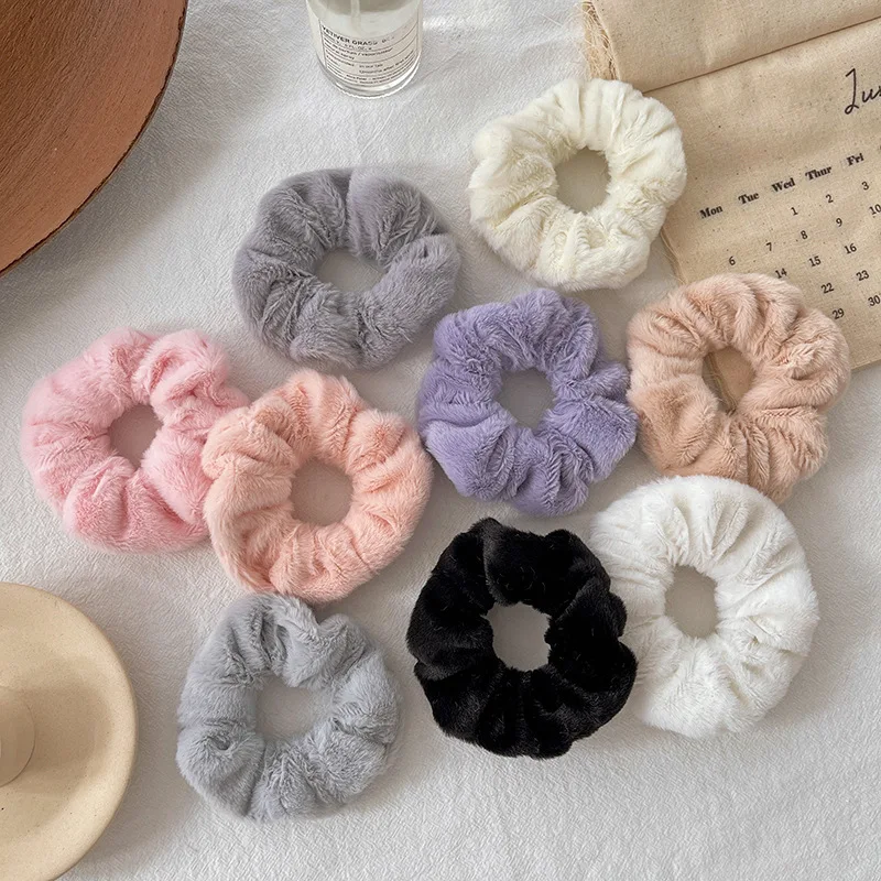 

Winter Warm Soft Hair Scrunchies For Women Girls Cute Plush Elastic Hair Band Multicolor Rubber Band Hair Loop Hair Accessories