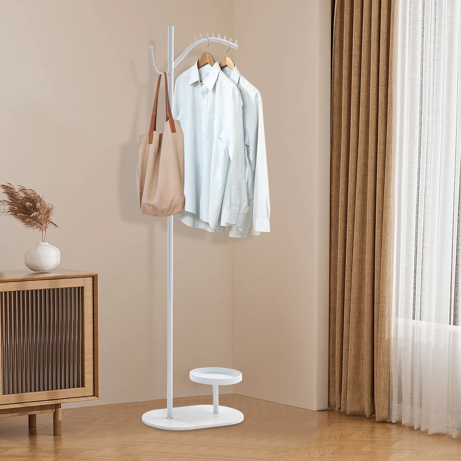 

Clothes Rack with Marble Base Standing Clothes Coat Rack Load-bearing Capacity 22.68kg For Hanging Clothes Ties Hats Scarves