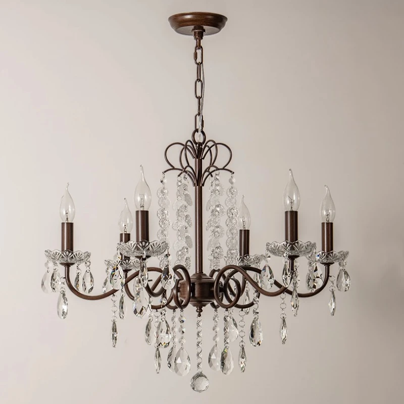 

American retro bedroom chandelier French idyllic light luxury atmosphere guest restaurant crystal lamp