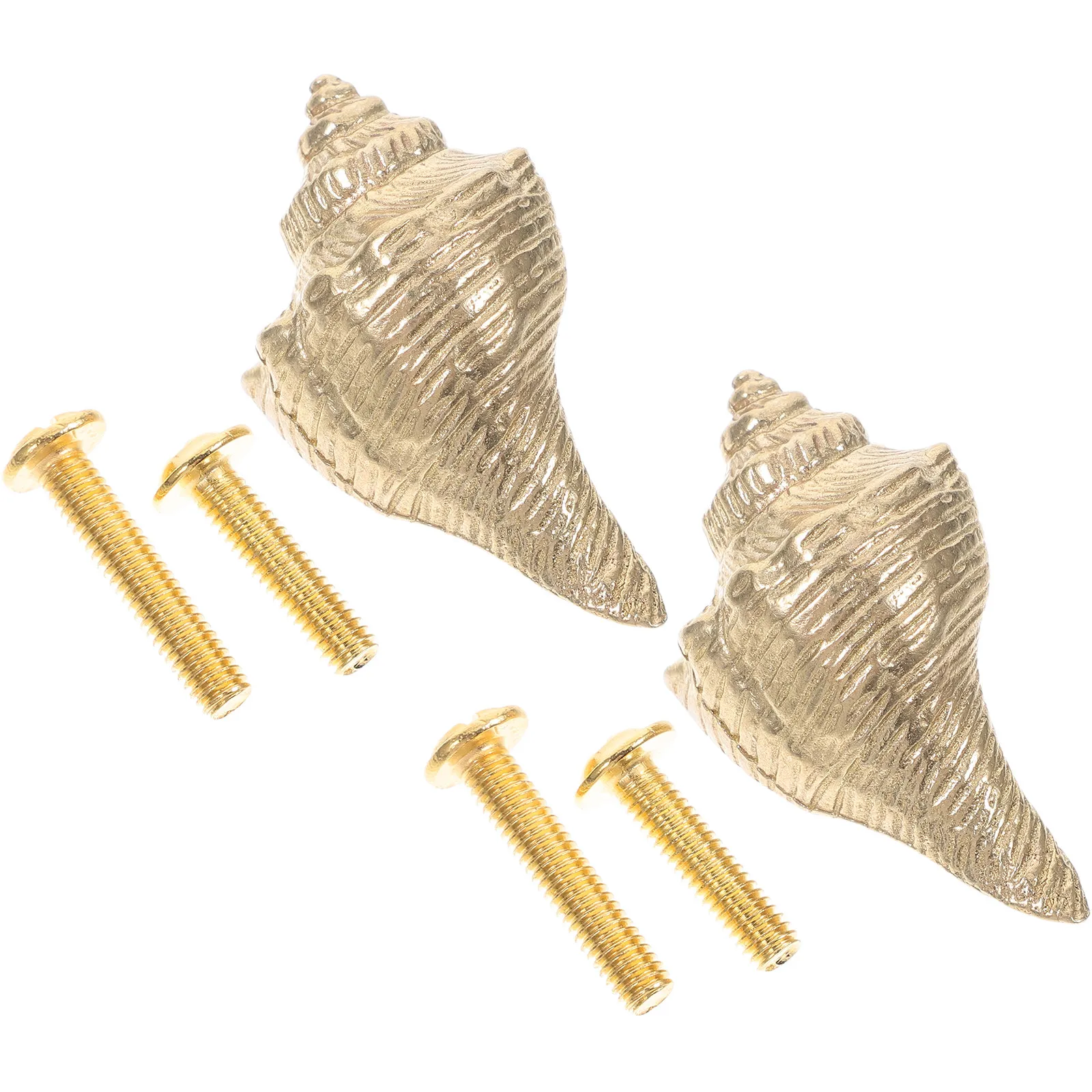 2Pcs Vintage Brass Conch Door Handles Nautical Shell Cabinet Knobs Coastal Drawer Pulls Rustic Decorative Hardware for Cabinets