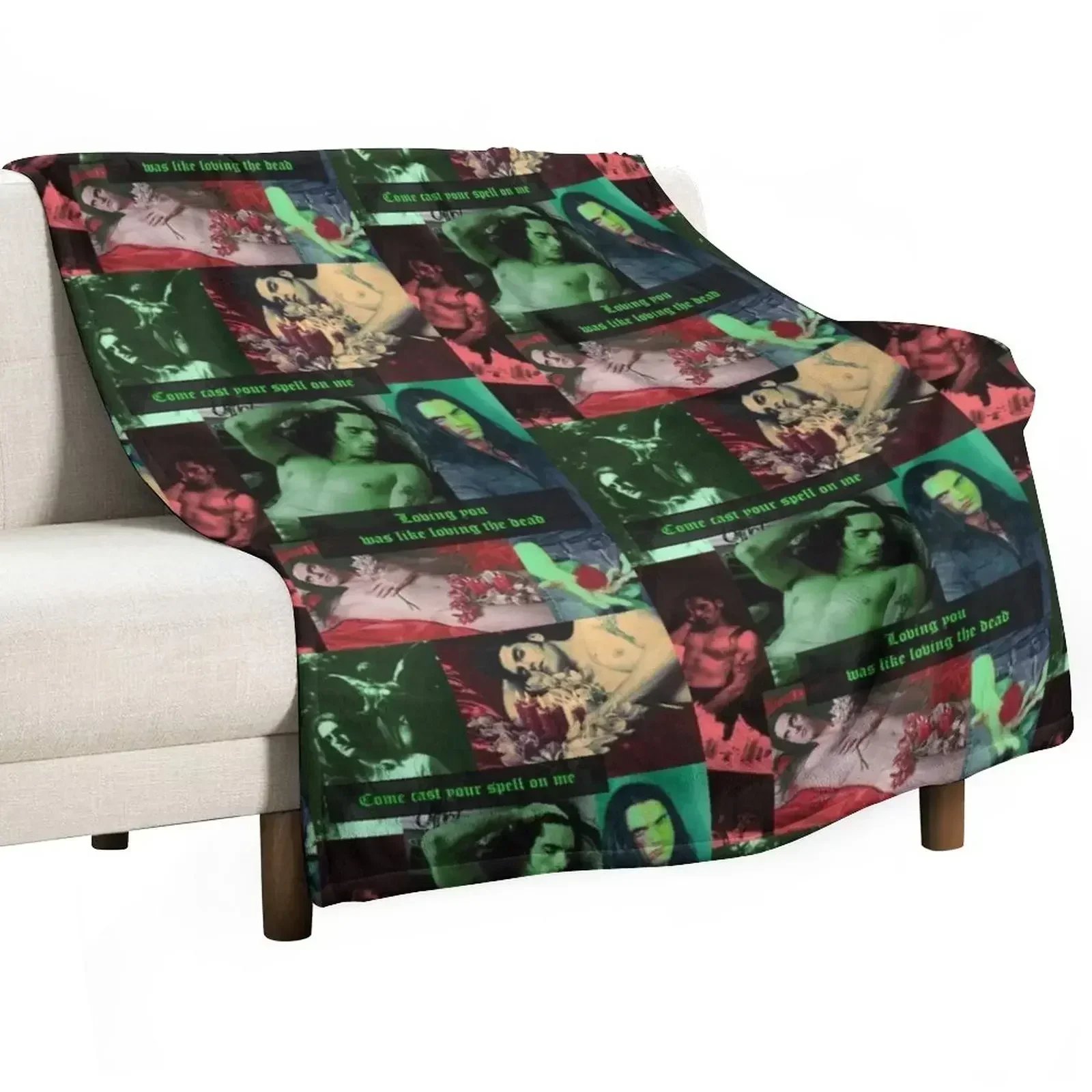 

Peter Steele Dark Goth Collage Edit Throw Blanket Comforter Decorative Throw Blankets