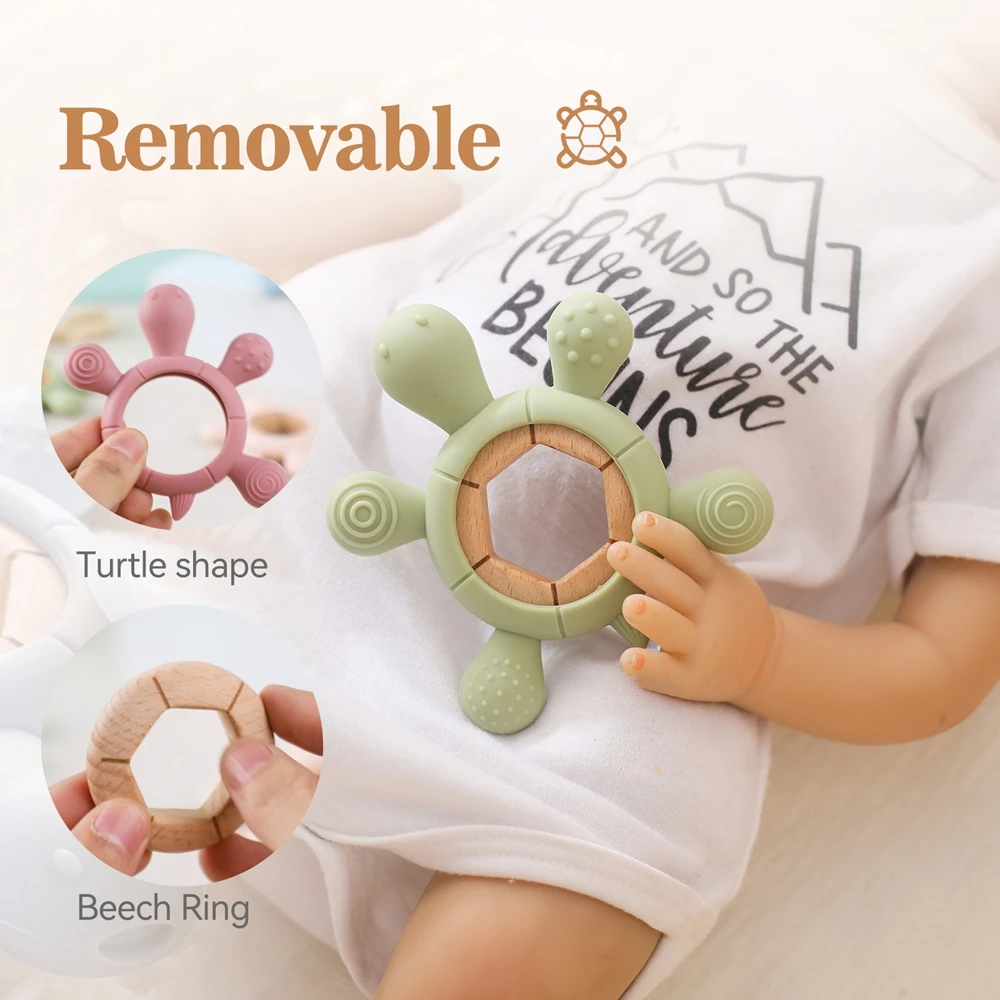 Baby Toys Silicone Baby Teether Turtle Ring Toys 0 12 Months Accessory Silicone Baby Products Teething Ring No BPA Novel Teether