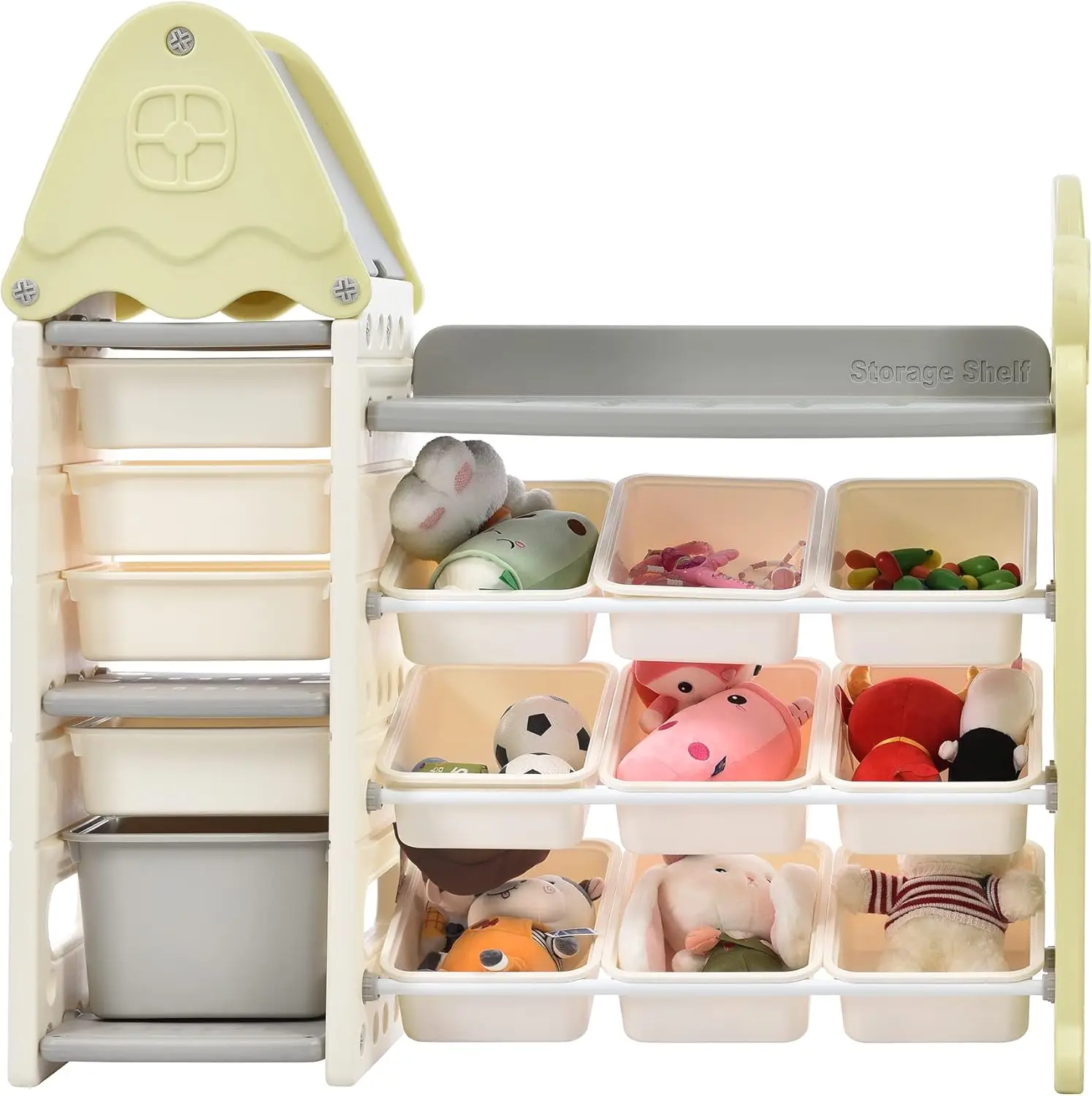 Penyimpanan mainan Organizer dengan 14 keranjang, multi-fungsional Nursery Organizer furnitur anak-anak penyimpanan mainan Unit kabinet dengan HDPE dia