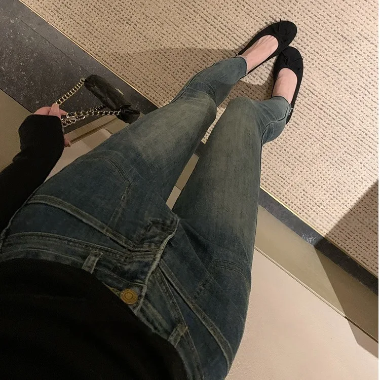 

Сексуальные эластичные джинсовые джинсы с высокой талией, женские облегающие утягивающие джинсы с девятью точками до щиколотки, модные корейские однотонные джинсы
