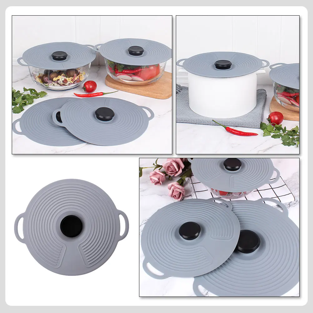 

Food Covers Bowl Microwave for Silicone Lid Reusable Lids Bowls Splatter Grey