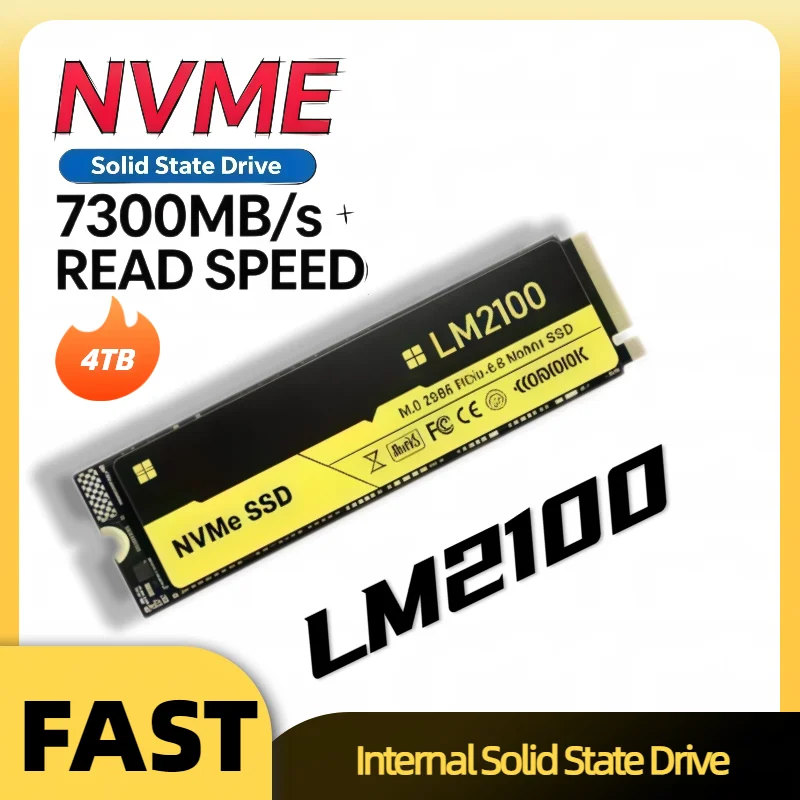 New LM2100 M.2 SSD Hard Disk 2TB 4TB 7300MB/s NVMe M2  SSD 500GB PCIe 4.0 Internal Solid State Drive For Laptop Desktop PC