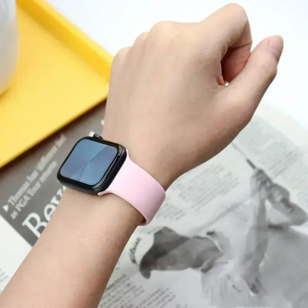Silicone Band For Apple Watch strap 44mm 45mm 40mm 41mm 42-38mm 45 mm sport bracelet iwatch series 9 8 7 6 5 4 3 SE Ultra 2 49mm