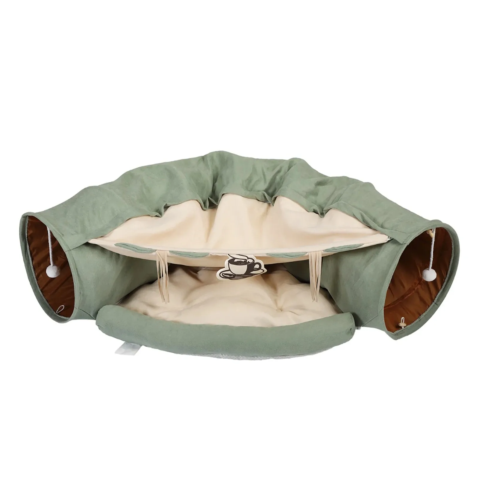 Cat’s Telescopic Tunnel Cushioned Bed Pet Nest Teasing Balls Zipper Connection Feline Supplies for Home