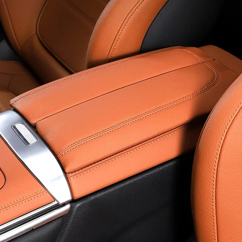 Center Console Cover For Mercedes Benz GLC X254 2023+GLC300 300e 43 AMG Heightening Pad Armrest Cover Leather Cushion Protector