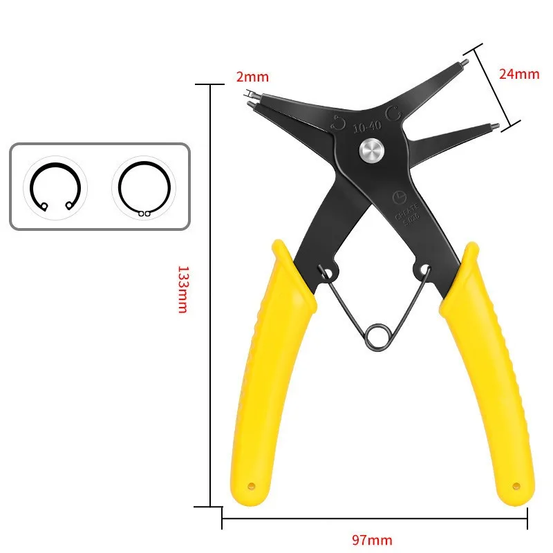 Internal And External Spring-loaded Pliers Dual-purpose Snap Rings 2-In-1 Mounting And Dismounting Tools Hardware
