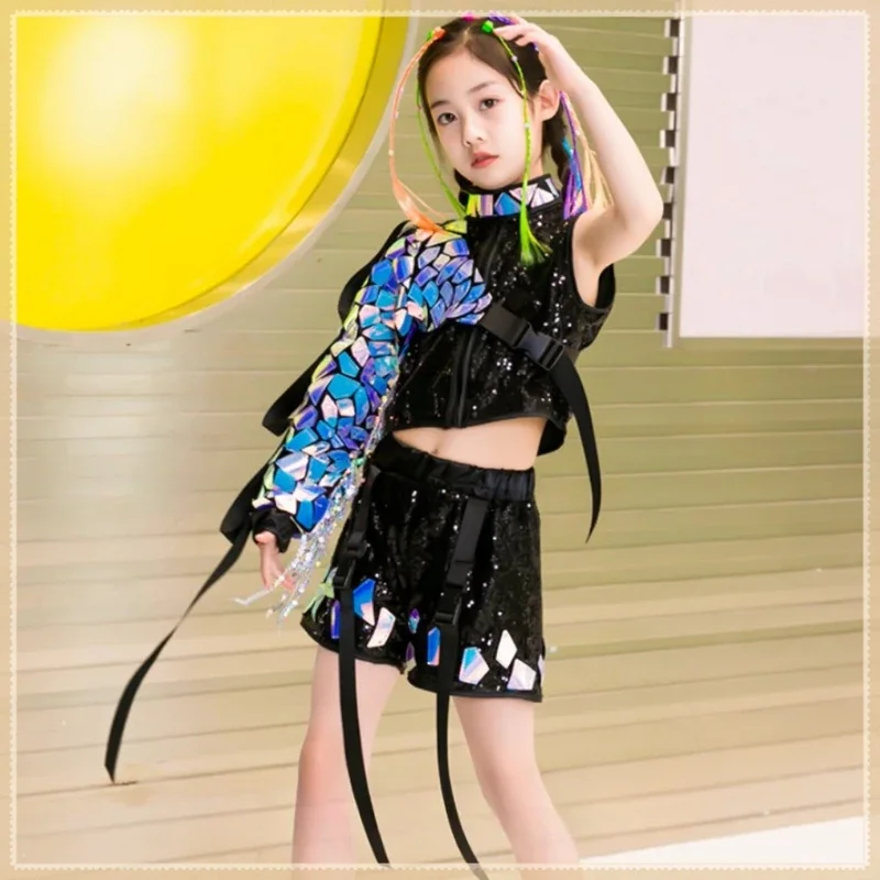 Outfit Catwalk Show Boys Girls Jazz Dance Costume Modern Street Dance Children Tooling jumpsuits Hip Hop Set Kids Performance