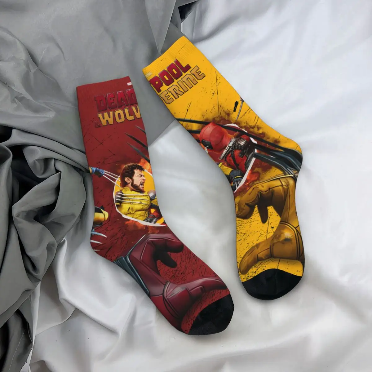 Unisex Harajuku Socks Deadpool & Wolverine Accessories Warm Dress Socks Suit For All Seasons