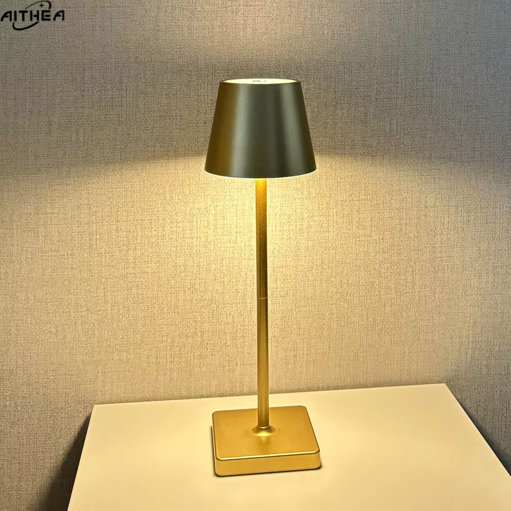 AITHEA LED Rechargeable Table Lamp Wireless Touch Desktop Bedside Mood Night Light for Study Office Bar Outdoor Club Cafe Decor