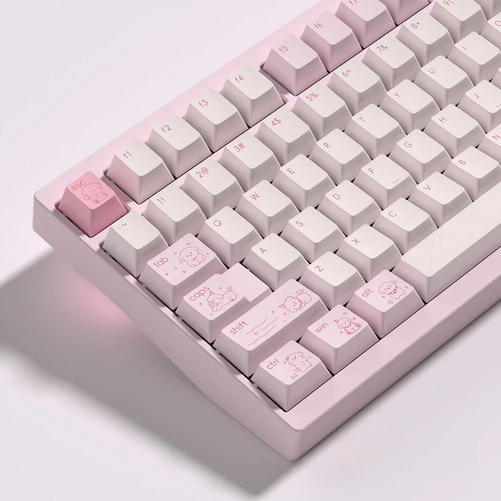 A Full of Star Dogs Theme Keycaps Set PBT Cherry Profile Cute Purple Pink Custom Key Caps Mechanical Keyboard Caps Esports Games