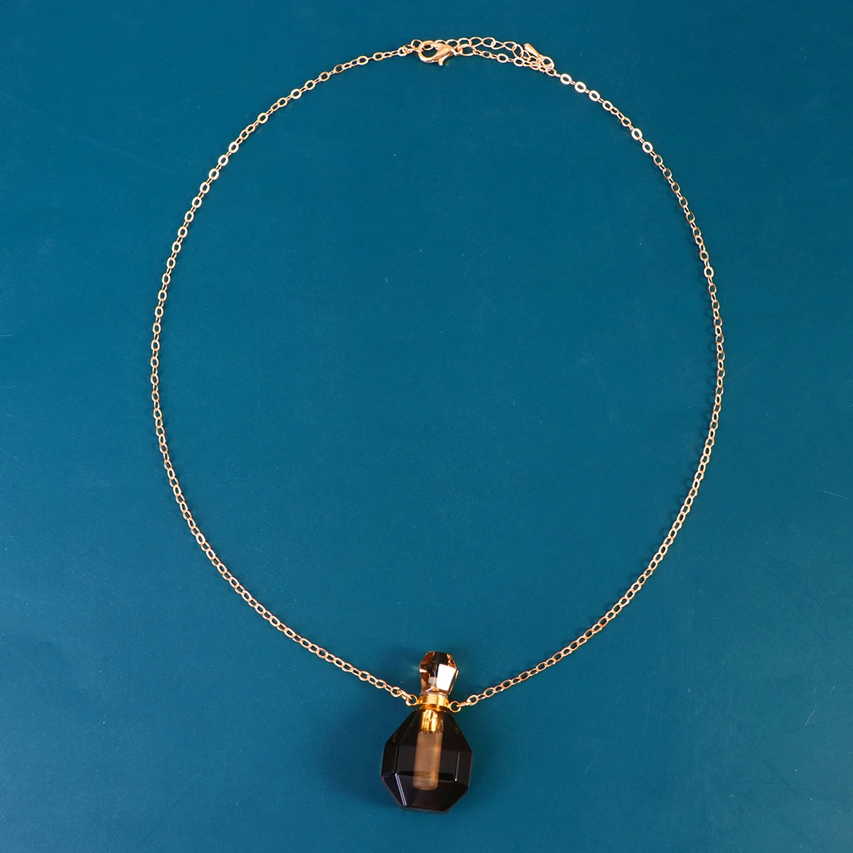 

Natural Fluorite Crystal Bottle Perfume Pendant Necklace For Women Aromatherapy Jewelry Hanging Accessory Brown