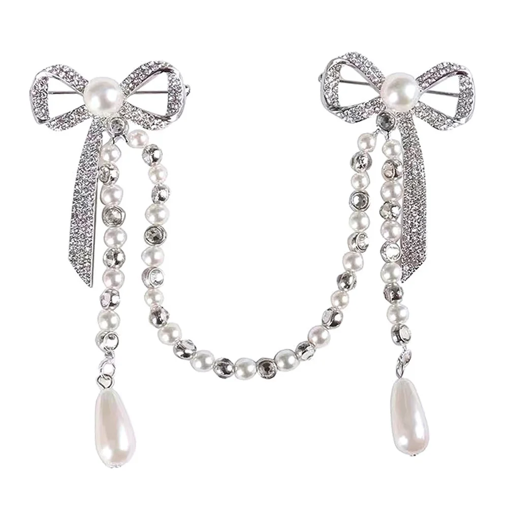 

Pearl Bow Brooch Women Dress Cleavage Sweater Fashion Alloy Pearl Butterfly Bow Chestpin Wedding Bag Hat Scarf Gift