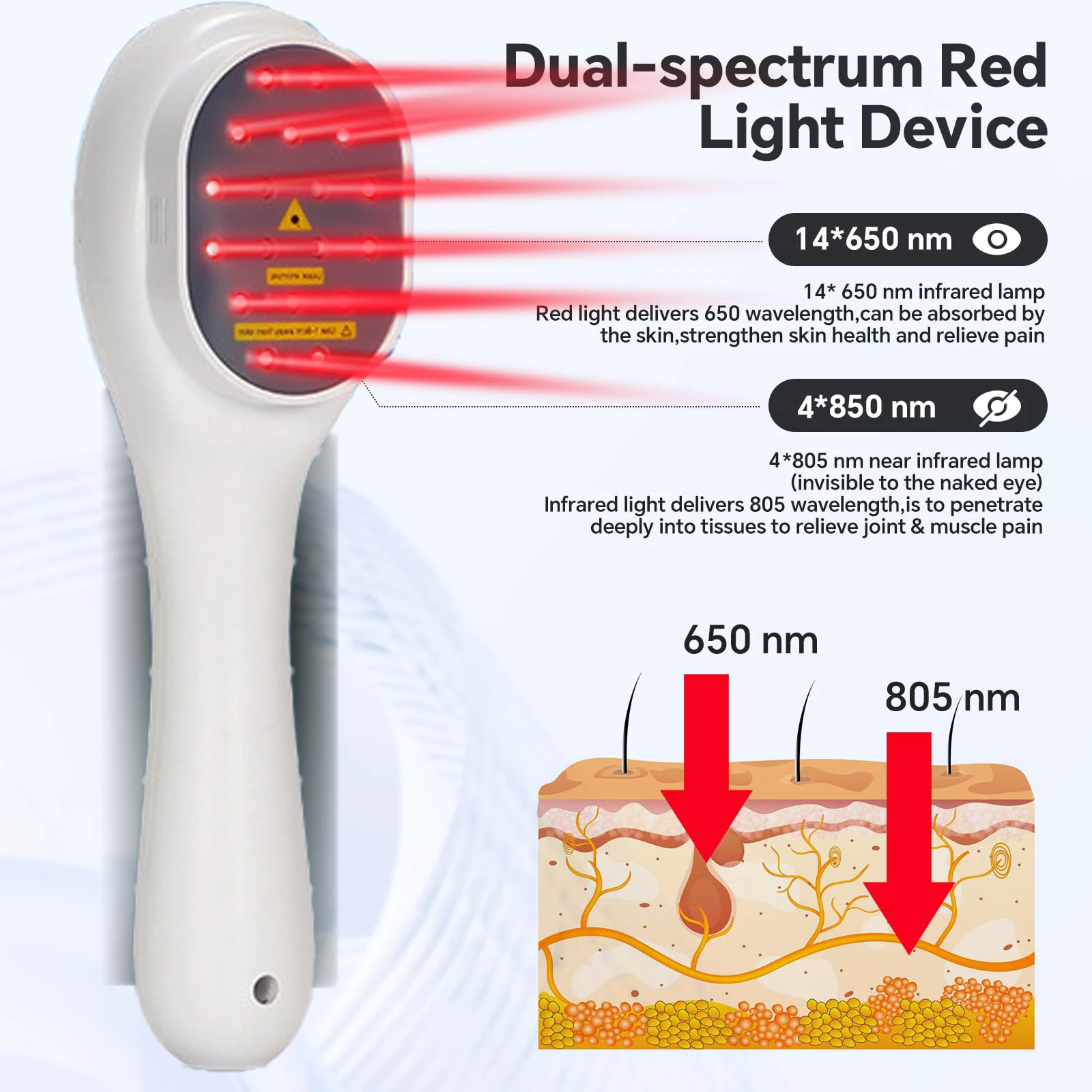 

Portable Rechargeable Red Light Physical Therapy Instrument 650 Nanometer Semiconductor Red Light Treatment Equipment