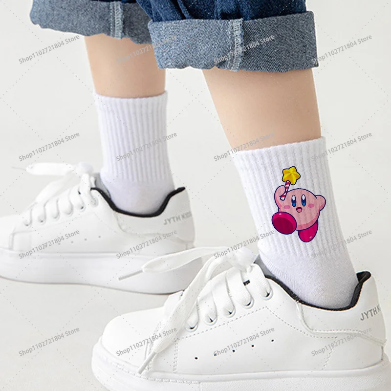 Kirbys Sports Sweat-proof Stockings for Students Anime Cartoon Printed Socks Men Women Versatile Fashion Odorproof Stocking view 2
