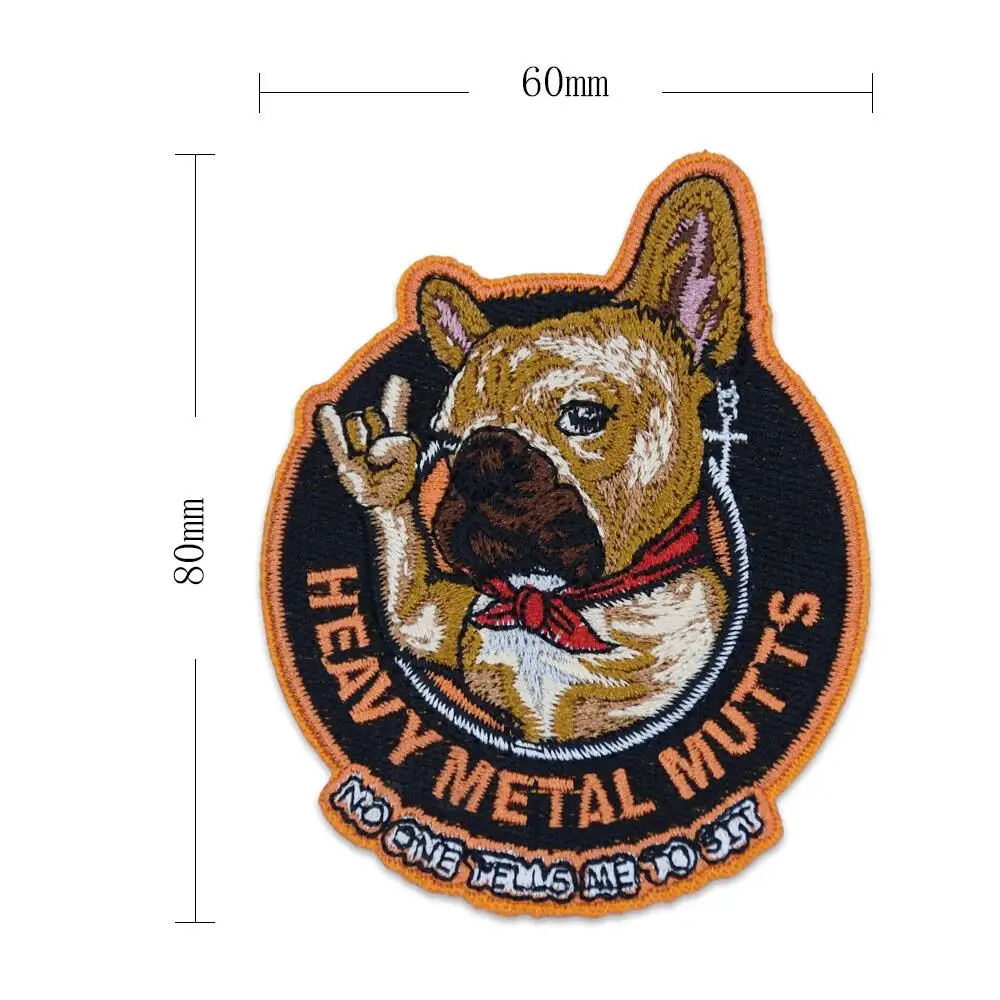 French Bulldog Embroidery Patches Iron on for Clothing DIY Sewing Badges Appliques Bags Jackets Jeans Garment Accessories