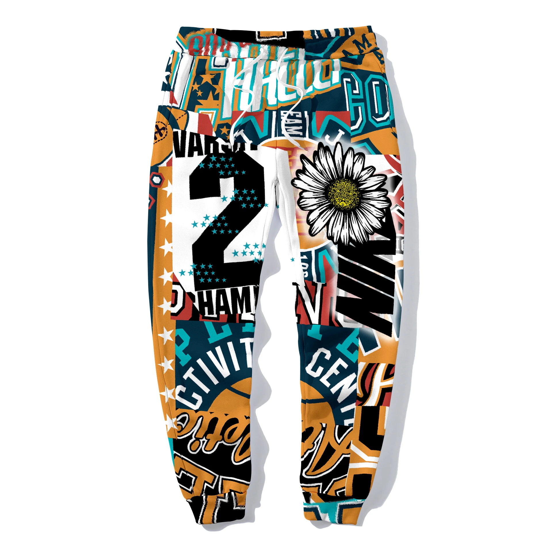 Spring and Autumn Hot selling New Cartoon Letter Graffiti 3D Digital Printing Fashion Youth Men and Women Casual Hip Hop Pants