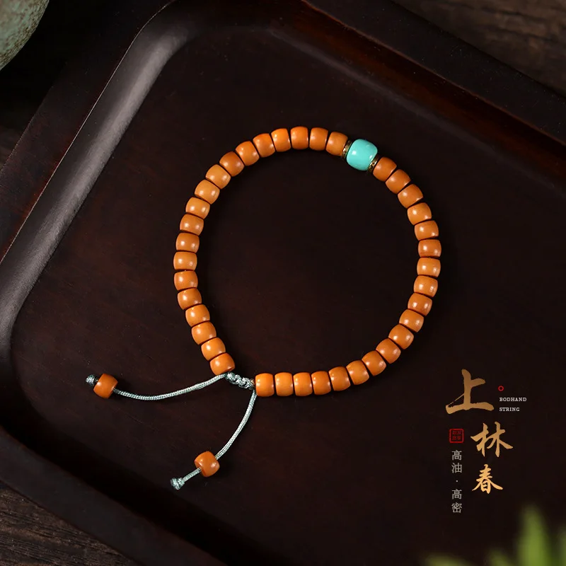 

Wenwan оливковый камень, прямая огранка, одиночный круг в сочетании с бусинами из нефрита Хэтянь, элегантный браслет в китайском стиле, ручная веревка