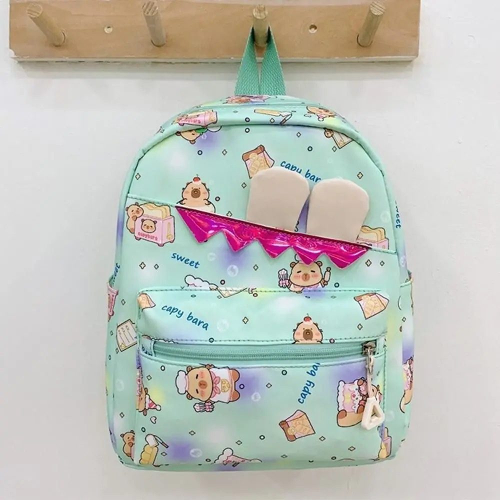Cartoon Nylon School Bags Capybara Large Capacity Backpack Kids Backbag Children