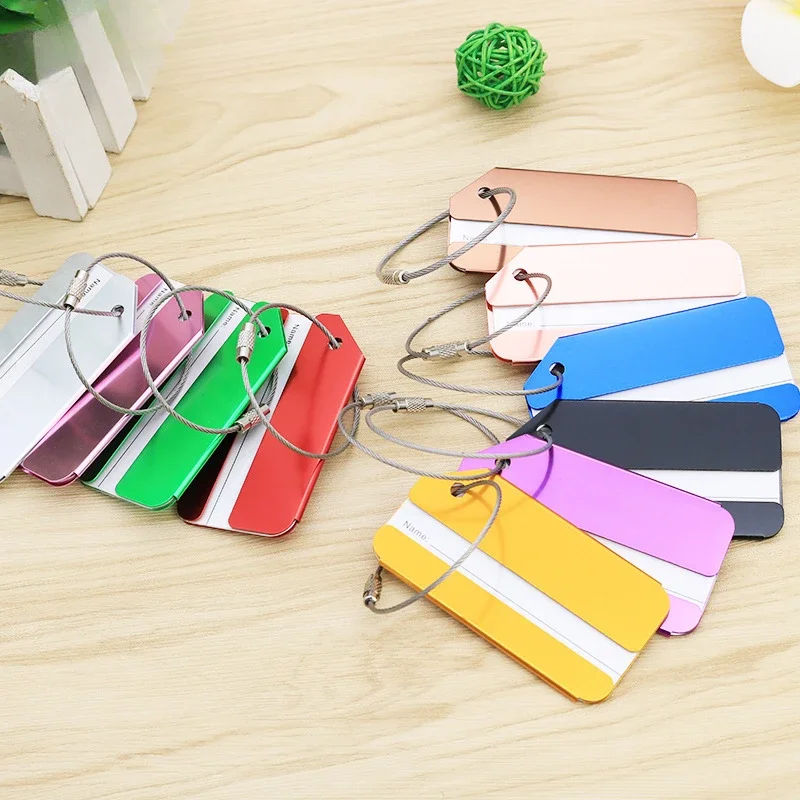 Aluminum Alloy Luggage Tag Label for Travel Metal Luggage Mark Name Phone Number Tags Suitcase Tags Flight Travel Accessories