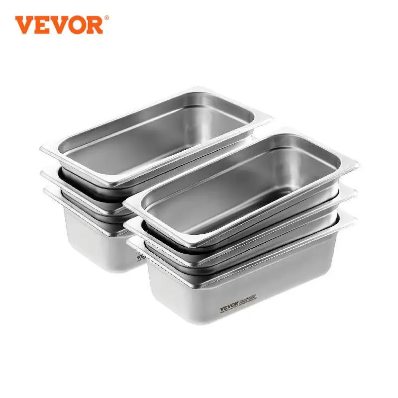 

VEVOR 6 Pack Buffet Chafing Dishes 3.8L Gastronorm Pans Steam Table Pans Tray Stainless Steel Food Container for Party BBQ