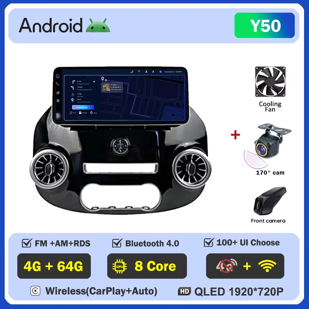 Android 12.3 Inch Voor Mercedes Vito W447 2014-2022 Autoradio Multimedia Video Player GPS Radio 5G CarPlay navigatie WIFI GPS BT