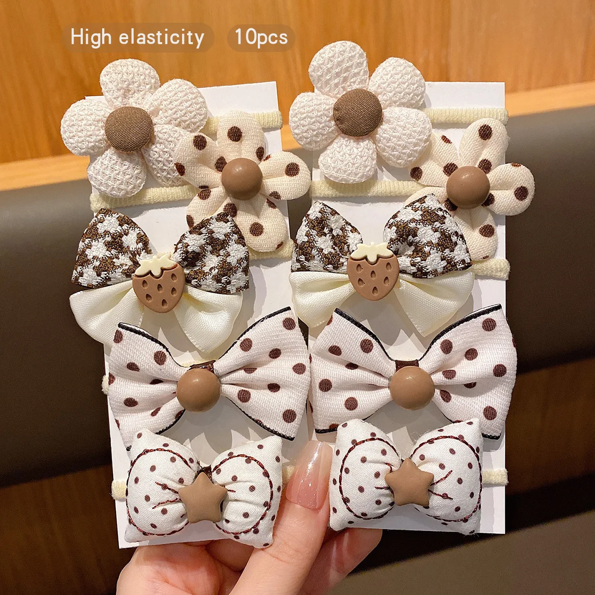 10 Korean version flower bow elastic bands, sweet and cute hair accessories suitable for daily use