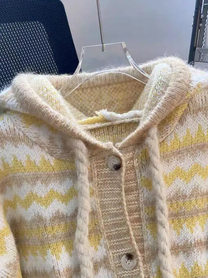 Korean Style Loose Thickened Knitted Hat Sweater Coat Women's Autumn Winter Open Cardigan Lazy Style High Quality Knitted Car...