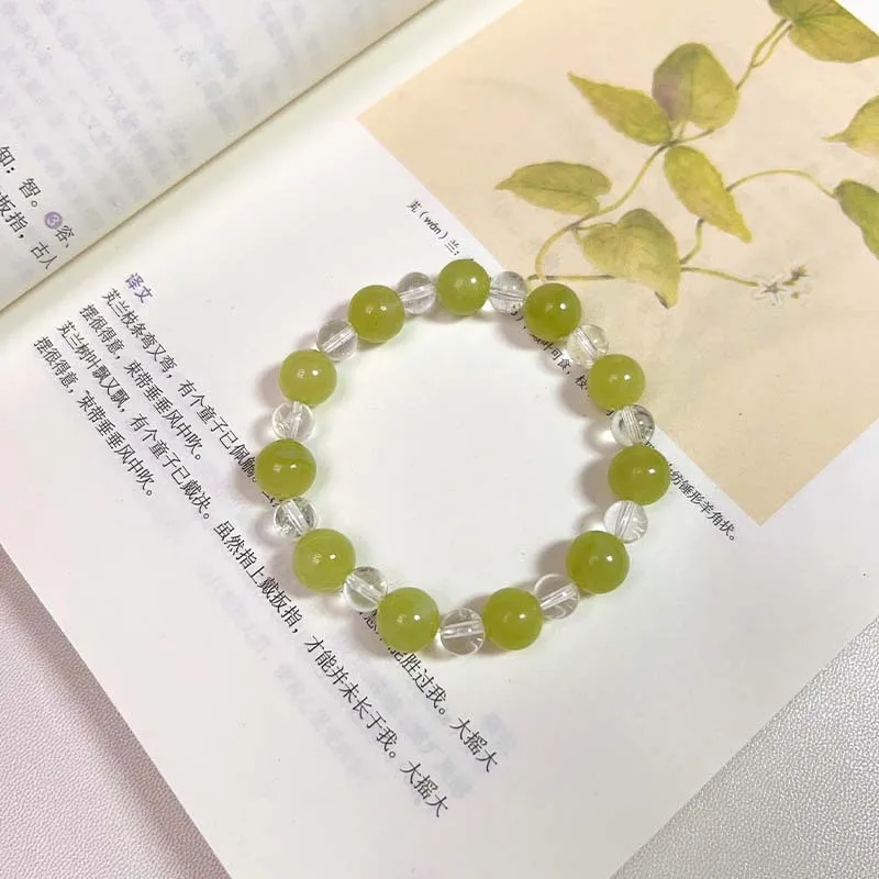 

Jasmine Natural Xiuyan White Women, Style Small Bead Green Bracelet