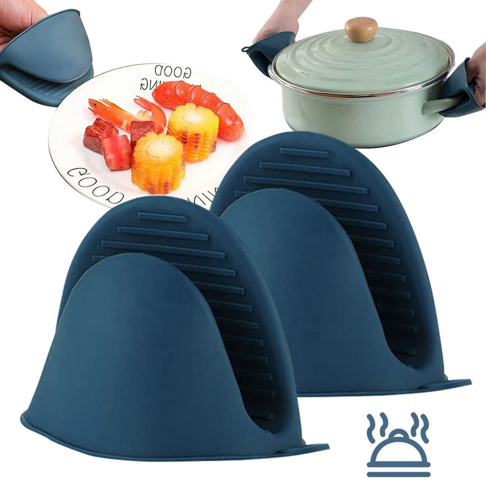 Silicone Oven Mitts Heat Resistant Pinch Potholders Non Slip Kitchen Gloves for Cooking Baking Grilling Barbecue Frying Pot Pan