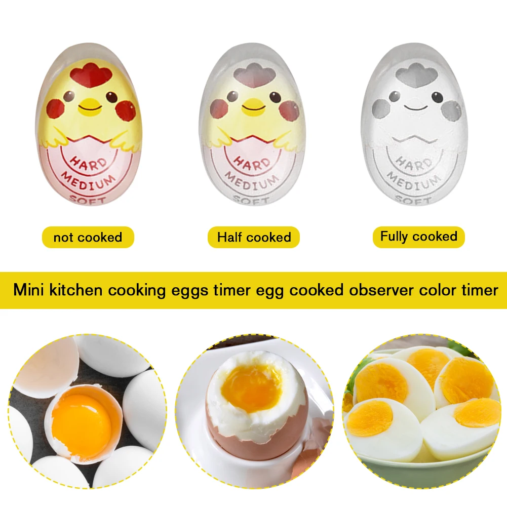 1-3pc Color Changing Timer Yummy Boiled Eggs Cooking Kitchen Egg Timer Alarm Tools Mini Egg Boiling Timer Boiled Egg Alarm Timer