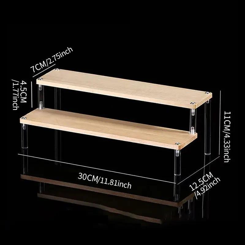 1-5 Tier Wood Acrylic Display Stand Hand-made Figure Doll Décor Toy Animation Car Model Blind Box Perfume Shelves Organizers - Image 9