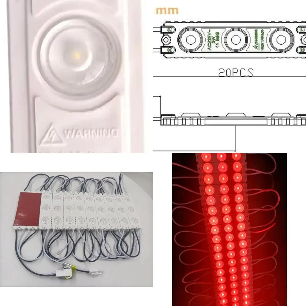 

3.0W 110V AC Red LED Strip Light, 80-Piece Pack for Letter Sign & Advertising, Adhesive Back