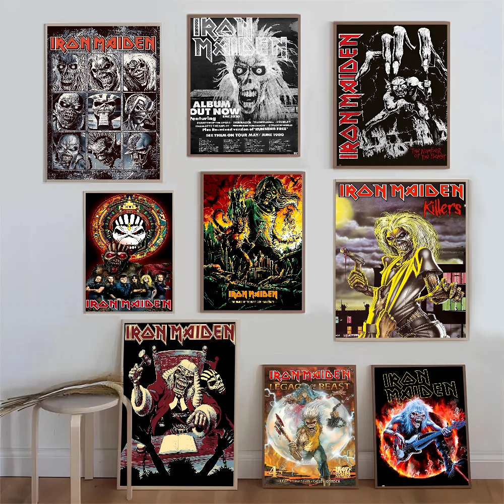 ملصقات الفيلم الكلاسيكي Band I-Iron M-Maiden، ملصق ورقي مقاوم للماء، ملصقات جدار فنية لتزيين القهوة والبار #4