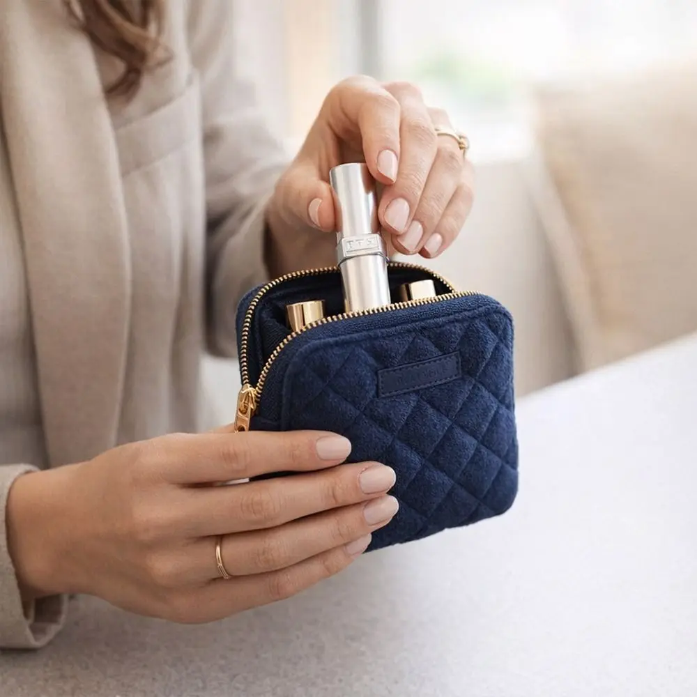 

Velvet Jewelry Storage Bag Diamond Pattern Tassel Zipper Jewelry Organizer Little Fragrance Wind Large Capacity