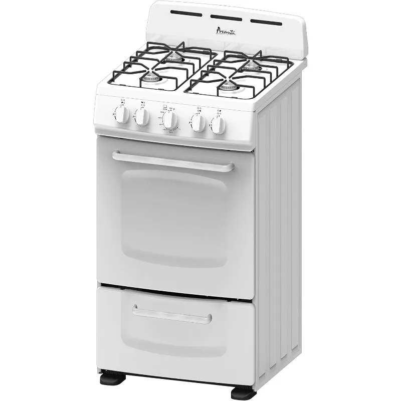home.GRO20P0W فرن غاز بتصميم مدمج قائم بذاته، 4 شعلات مع إشعال إلكتروني، 2.1 قدم مكعب. ميزة السعة
