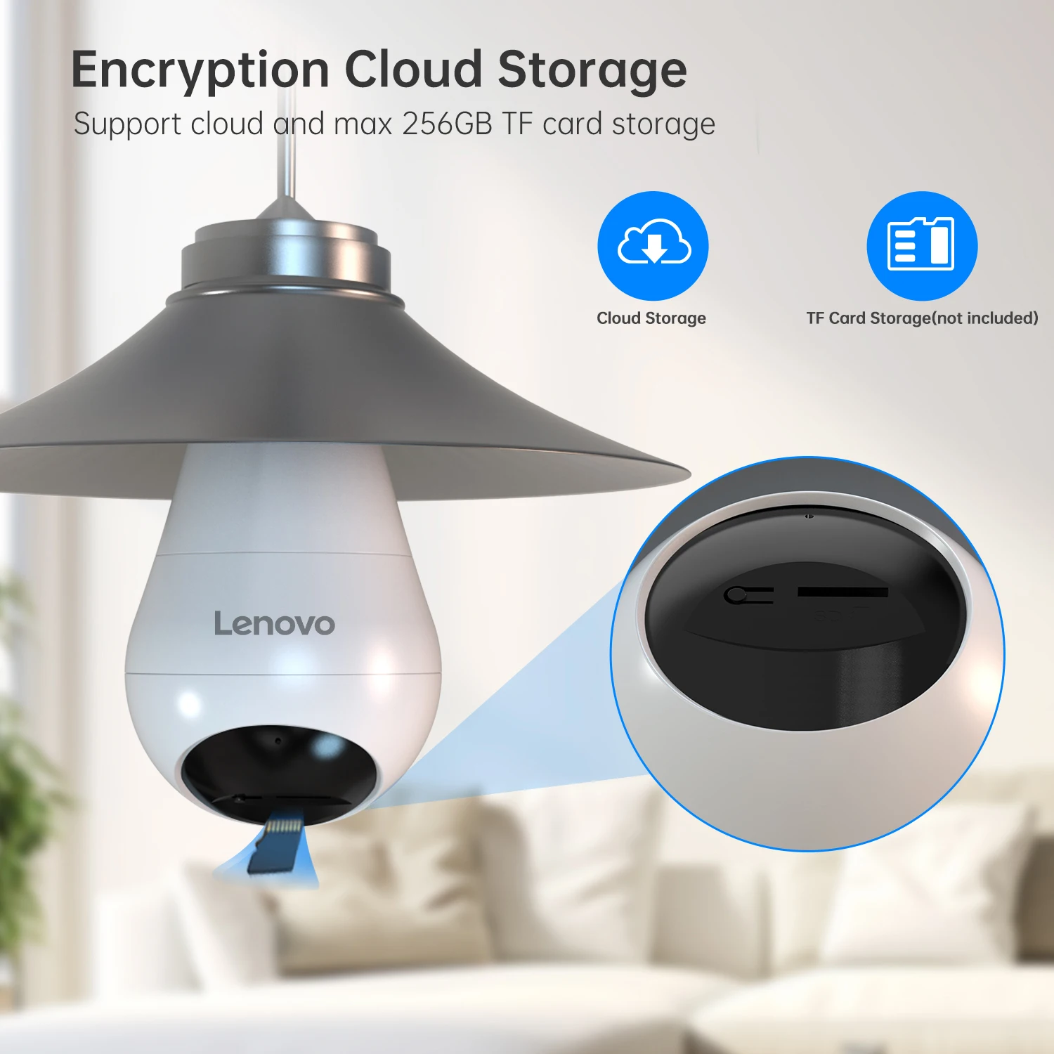 Lenovo 3MP E27 Glühbirne IP WiFi Kamera Indoor Video Überwachung Kamera Farbe Nacht AI Tracking Smart Home Baby Monitor CCTV Kamera