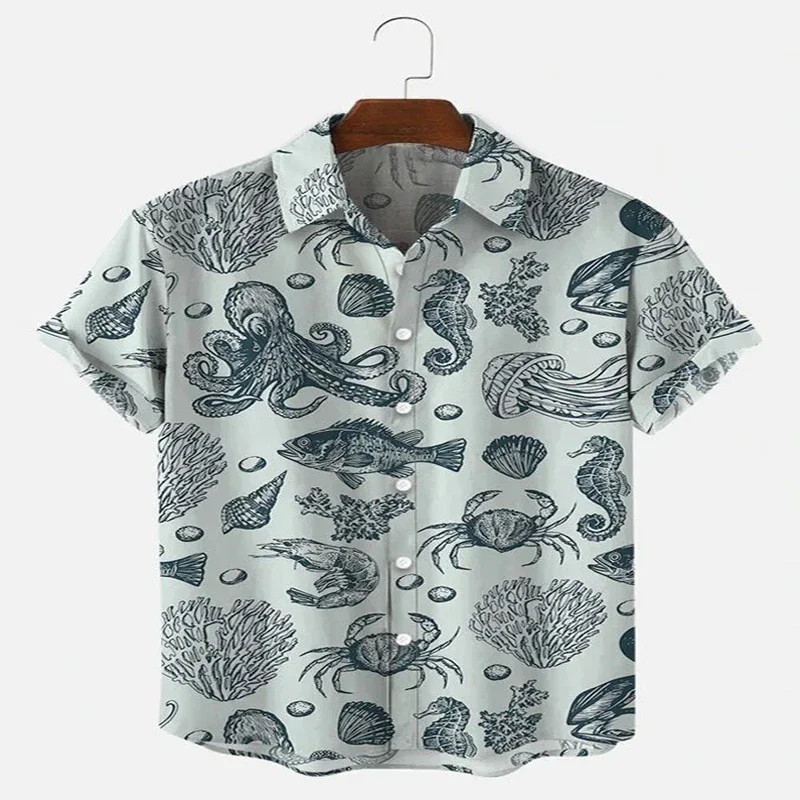 Marine Life Jellyfish Short Sleeve Shirt 3D All Over Printed Hawaiian Shirt for Men and Women Casual Shirt Unisex