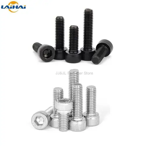 Tornillo hexagonal de acero inoxidable, tapa de cabeza Allen de grado negro, 304 DIN912, M1.4, M1.6, M2, M2.5, M3, M4, M5, 12,9 A2-70, 50 Uds.