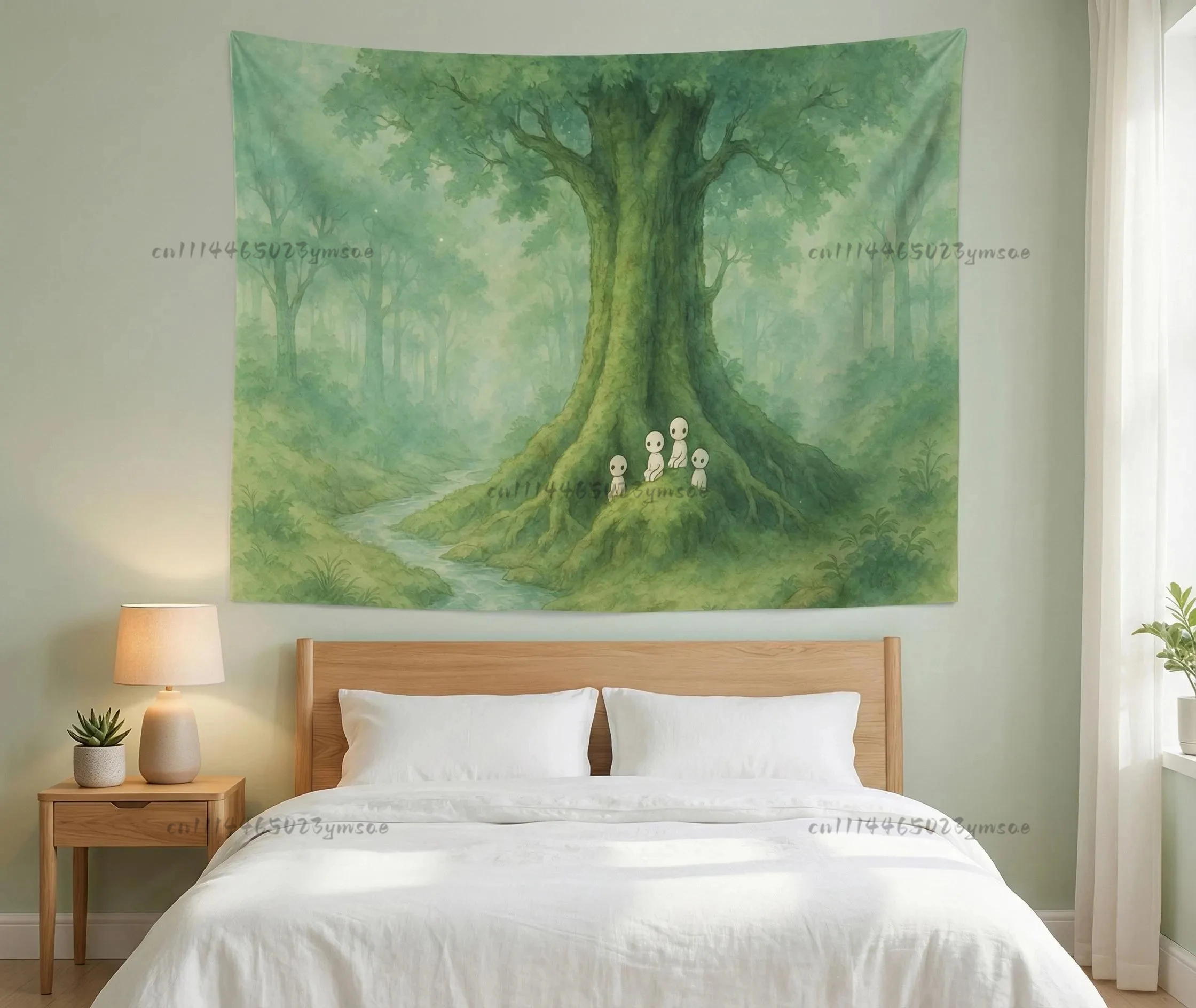 Mystic Forest Spirit Tapestry Studio Ghibli Inspired Art Zen Nature Hippie Bohemian Wall Tapestry Mandala Home Decor Flag Banner