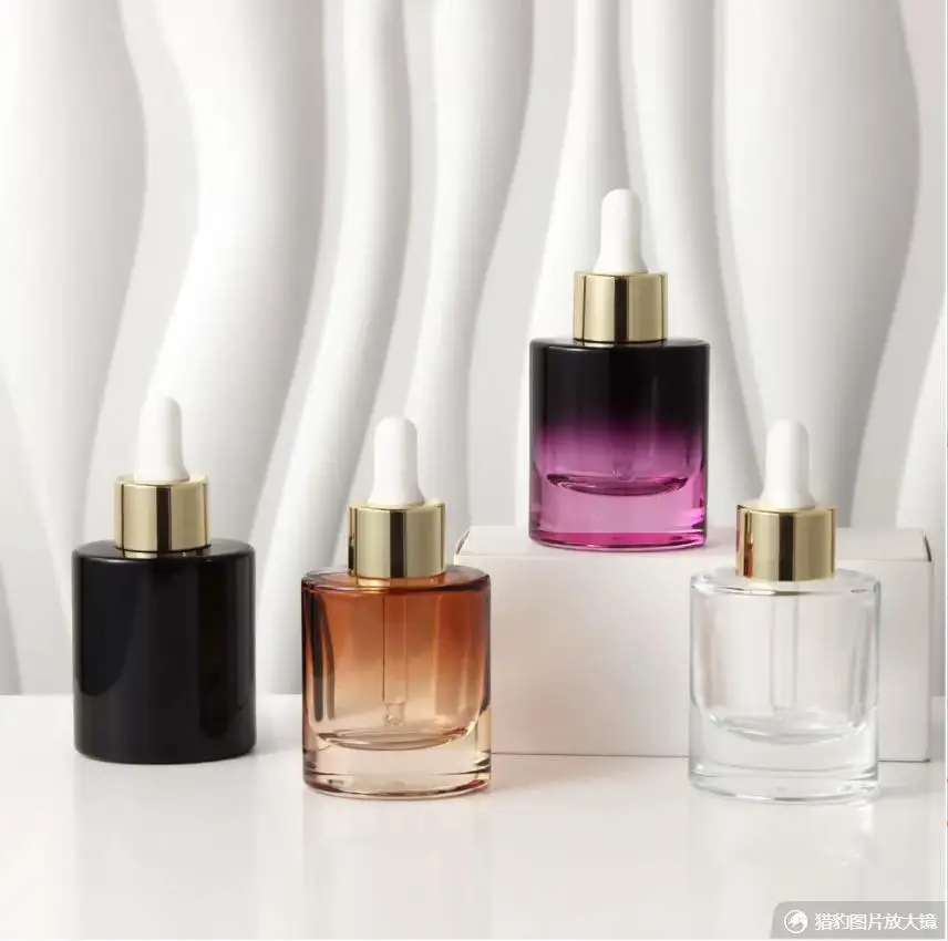 30ml round glass dropper bottle gold lid bulb oil/serum/essence/liquid/water/moisturer skin care cosmetic packing