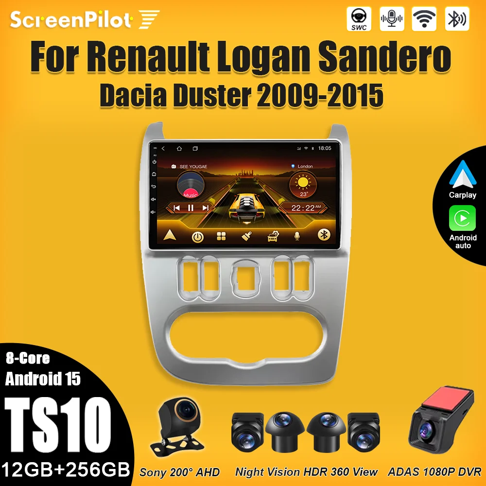 FOR Car Radio Renault Logan Sandero Dacia Duster 2009-2015 Android 16 Lada Largus 2012-2020 Nissan NP 200 2010-2013 Carplay RDS