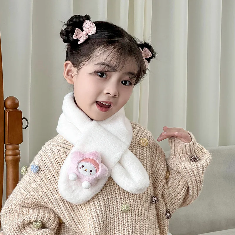 Autumn and winter cute plush parent-child children's scarf cute thickened cartoon imitation rabbit hair baby scarf